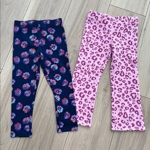 NWOT Epic Threads Girls Cotton Floral and Pink Fleece Leopard Leggings Bundle